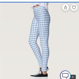 Subdued Women's Blue and White Checkered Pants